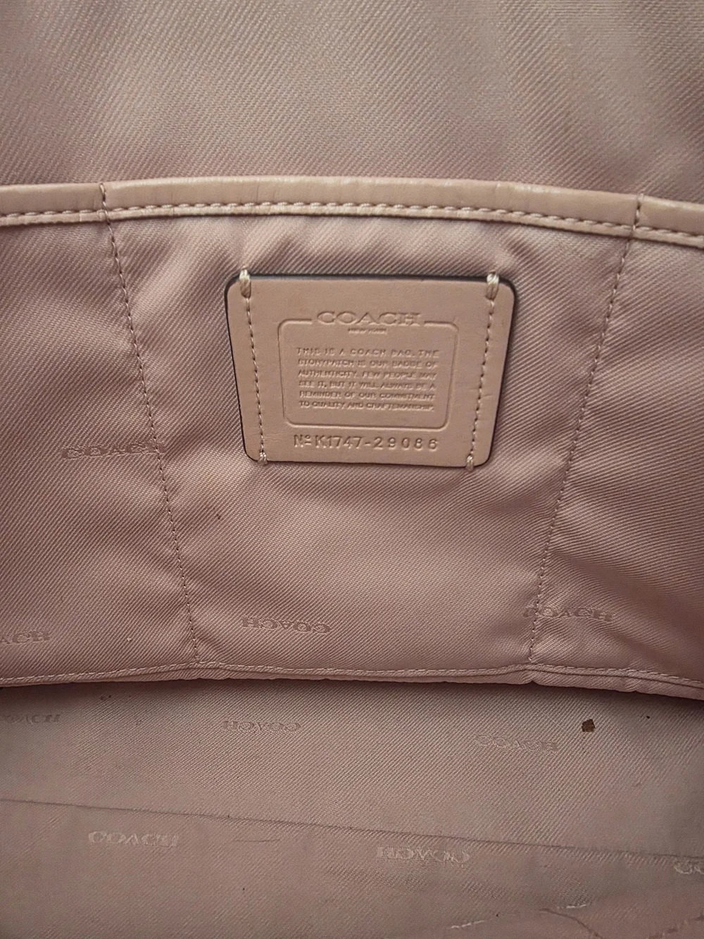 Coach Pebbled Leather Tote in Blush Pink